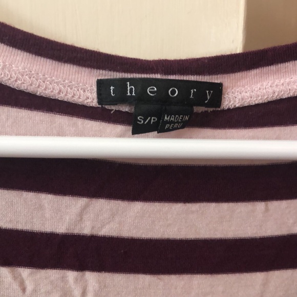 Maroon/blush pink striped Theory top - Picture 2 of 4